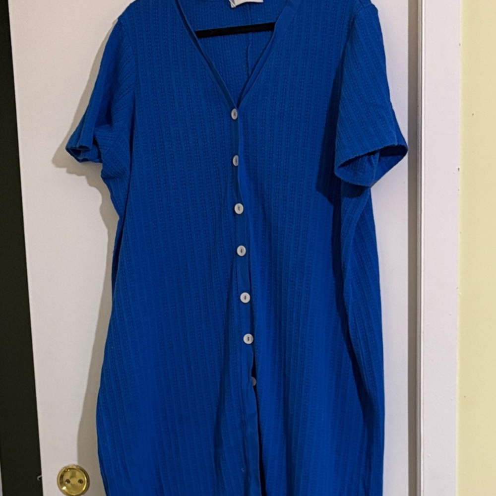 Mango Women’s 4XL Bright Blue Midi Summer Dress - EUC 70% Cotton